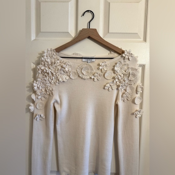 & Other Stories Floral Appliqué Wool & Cotton Long Sleeve Sweater Small - Picture 9 of 14